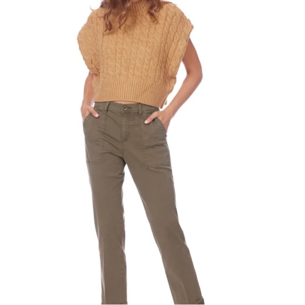 Lila Ryan Natalie High Rise Cropped‎ Wide Leg Pant Mustard 10 NWT